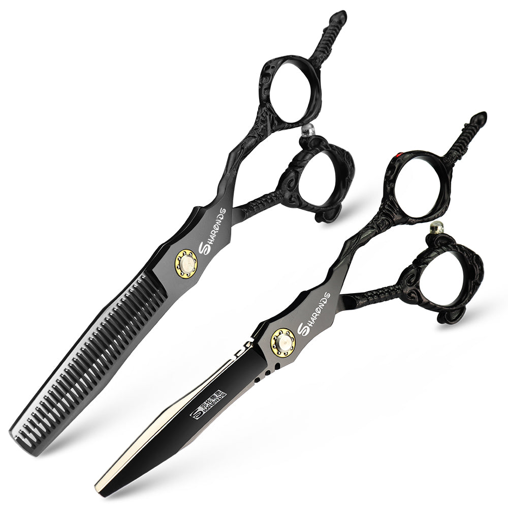 Japan 440c professional hairdressing scissors black 6-inch hair scissors belong to the hairdresser's professional scissors - ultrsbeauty