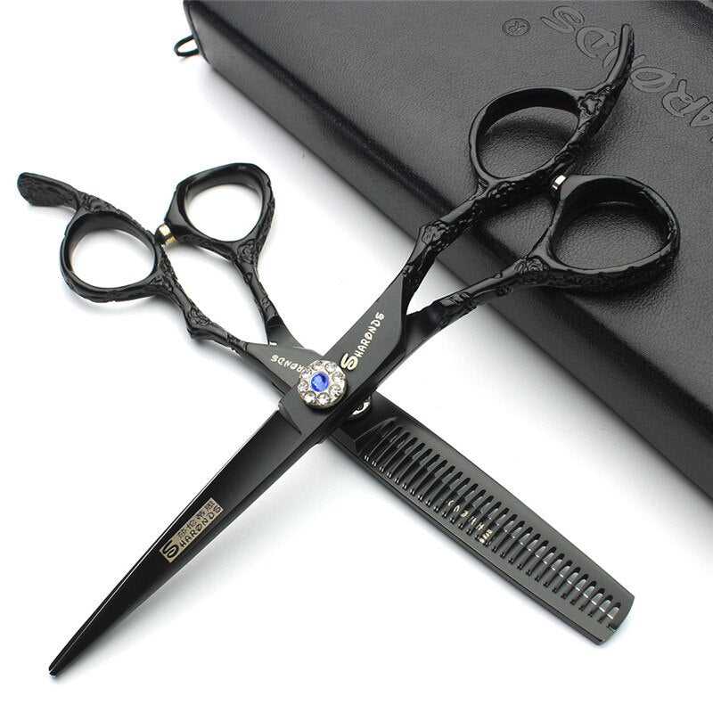 New Products 6 inch high quality black professional hair salon rose handle hair scissors hairdresser special scissors - ultrsbeauty