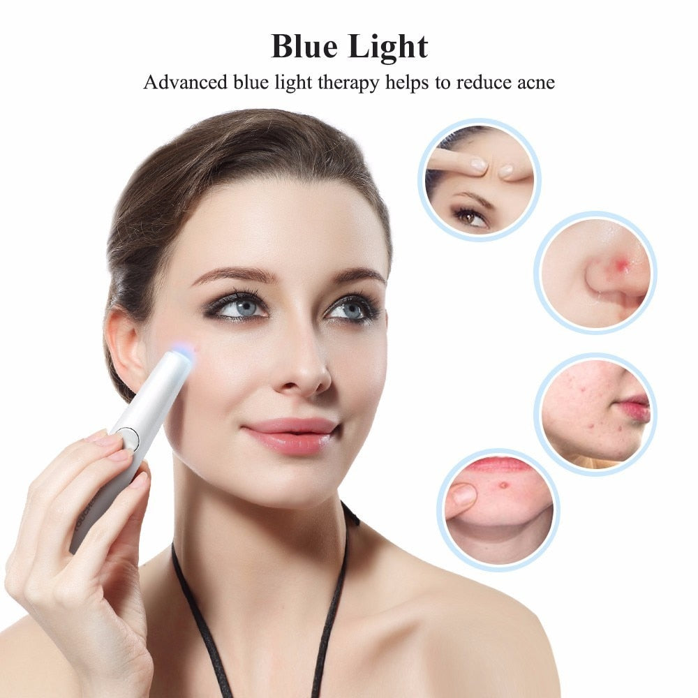 2-in-1 Red and Blue Light Therapy Acne Pen Soft Scar Wrinkle Removal Treatment Device - ultrsbeauty