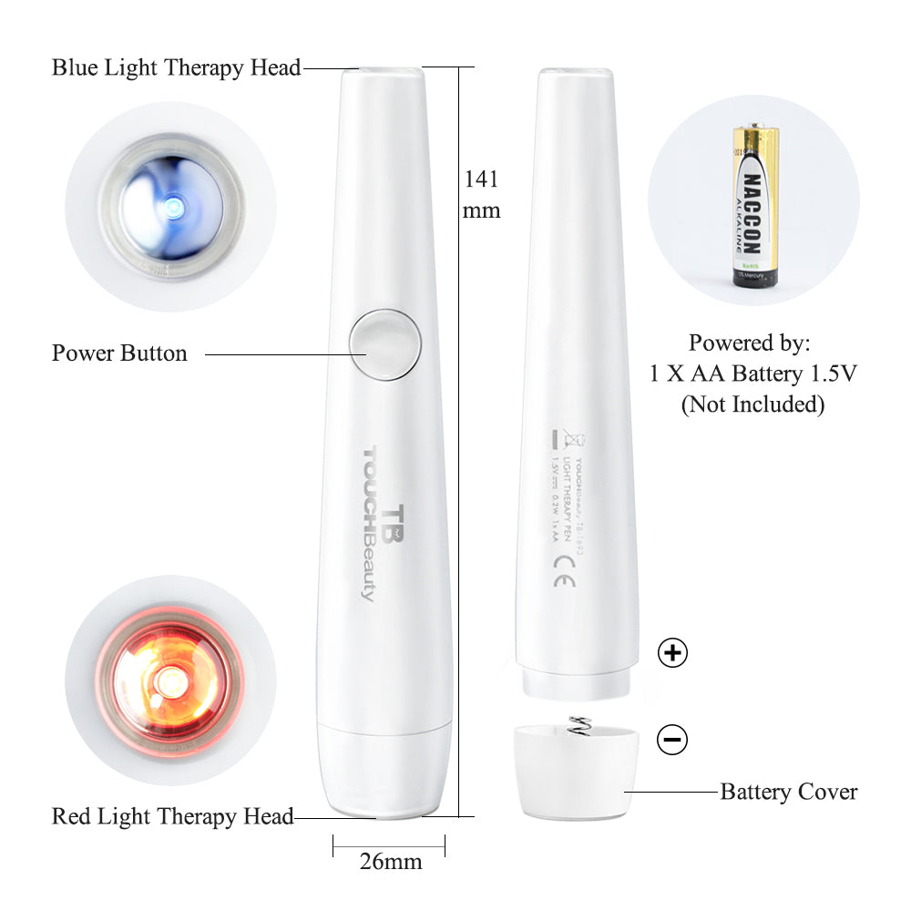 2-in-1 Red and Blue Light Therapy Acne Pen Soft Scar Wrinkle Removal Treatment Device - ultrsbeauty