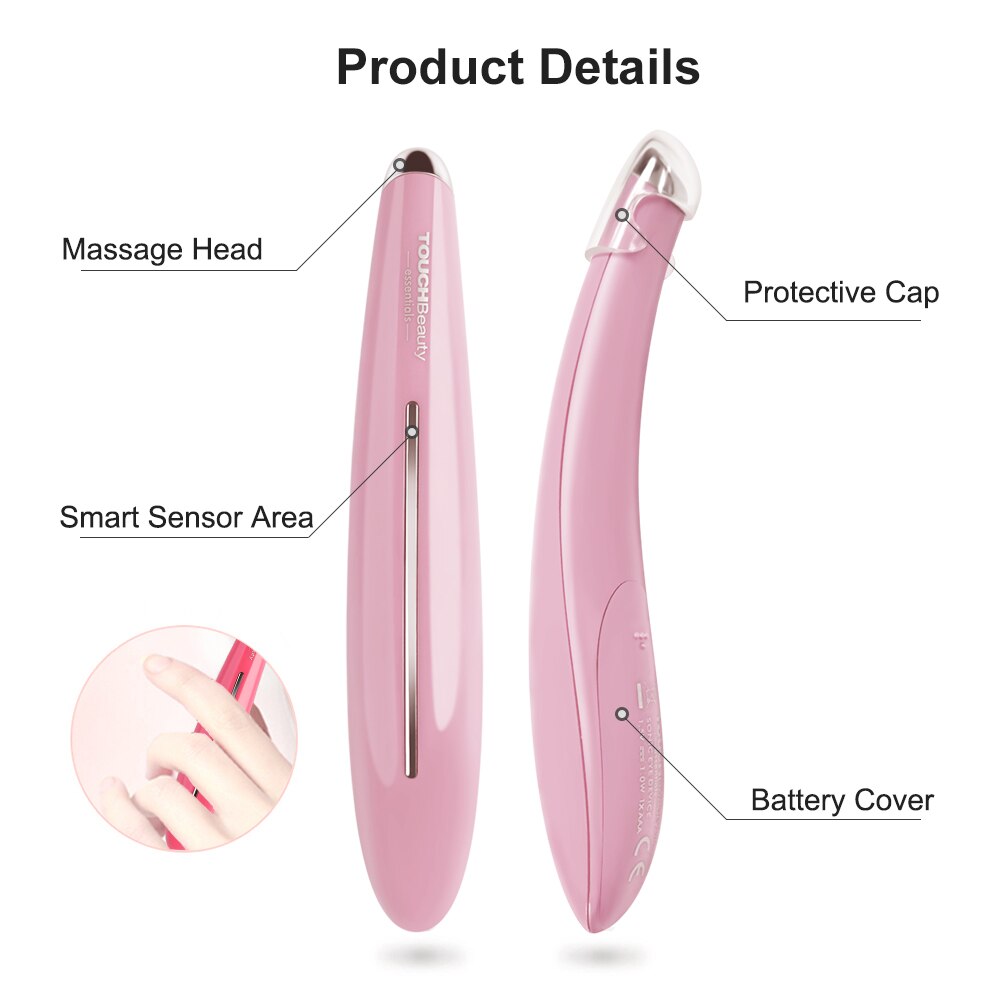 TOUCHBeauty Sonic Vibration Eye Massager, 40 Heated Wand, Relieves Dark Circles and Puffiness Eye Skin Care Device TB-1583 pink - ultrsbeauty