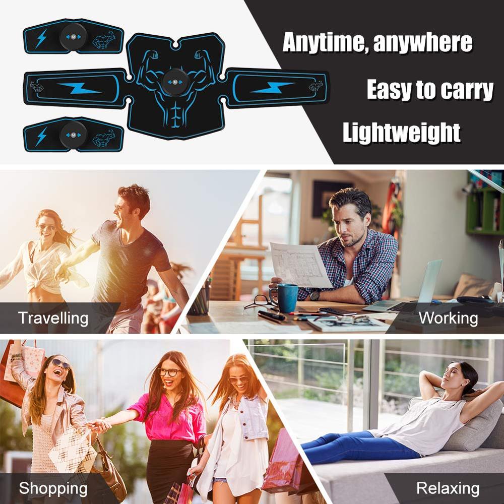 USB Rechargeable Electric Abdominal Muscle Stimulator EMS Abdominal Vibrating Belt ABS Muscular Hip Trainer Massage Home Gym Fit - ultrsbeauty