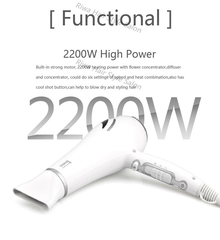 RIWA 2200W Household Hair Dryer Magic Anion & Hot/Cold Wind 220V 50Hz High Quality Blower Dryer Q7 - ultrsbeauty