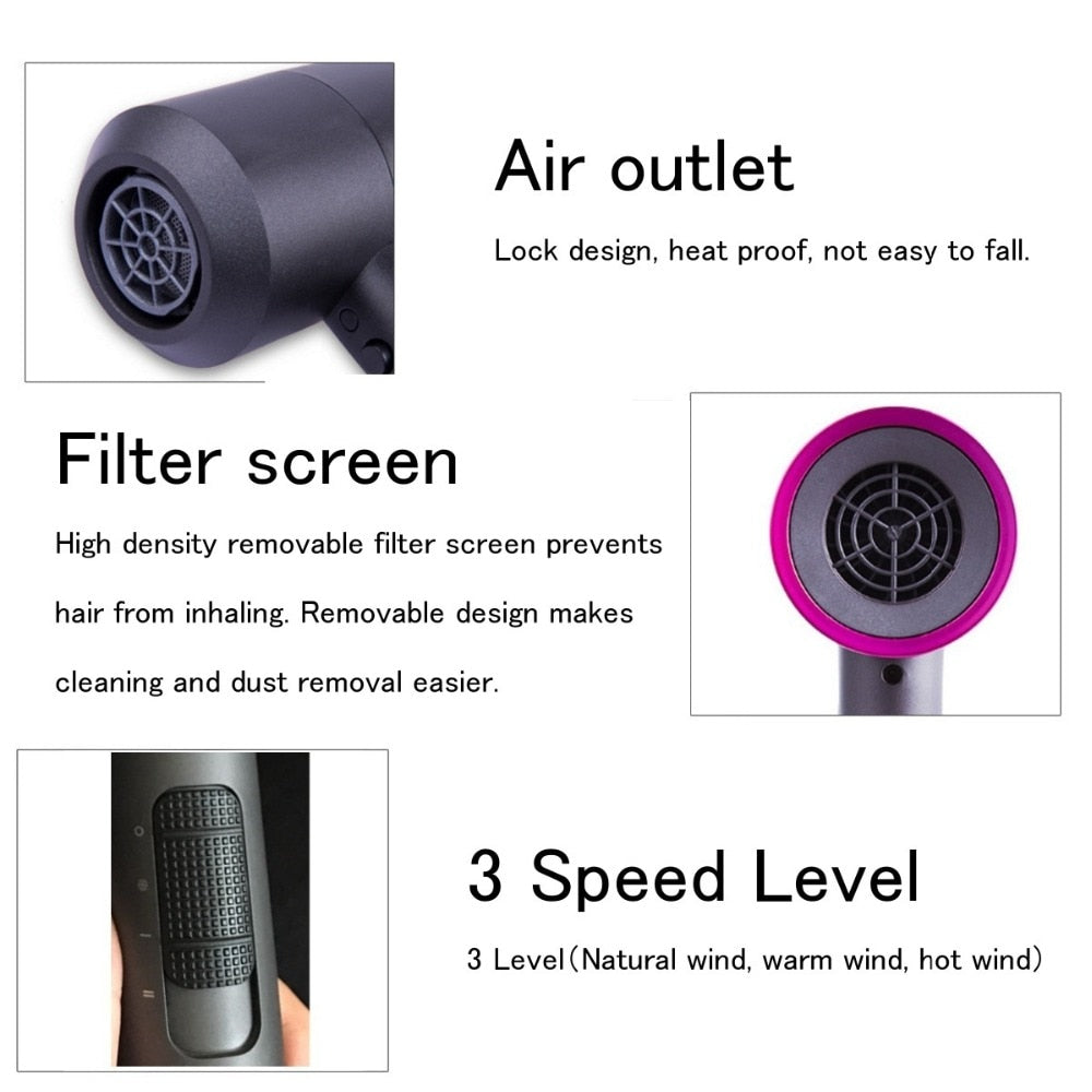 3 in 1 Salon Hair Dryer Styler Large Power Hair Repairing Hair Volumizing Ion Air Blower Constant Temperature - ultrsbeauty